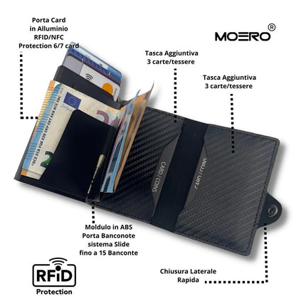 Moero Carbon Black Zip Portafoglio Slim CARBON BLACK ZIP NERO Moero 