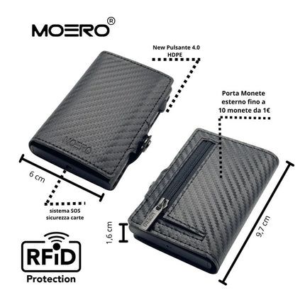Moero Carbon Black Zip Portafoglio Slim CARBON BLACK ZIP NERO Moero 