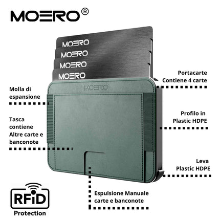 Moero M2 Green Portafoglio Slim M2 GREEN CARD BLACK Moero 