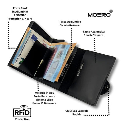 Moero Prestige Black Zip Portafoglio Slim PRESTIGE BLACK ZIP BLACK Moero 