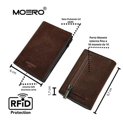 Moero Pro Alcantara Brown Zip Portafoglio Slim PRO ALCANTARA BROWN ZIP BROWN Moero 