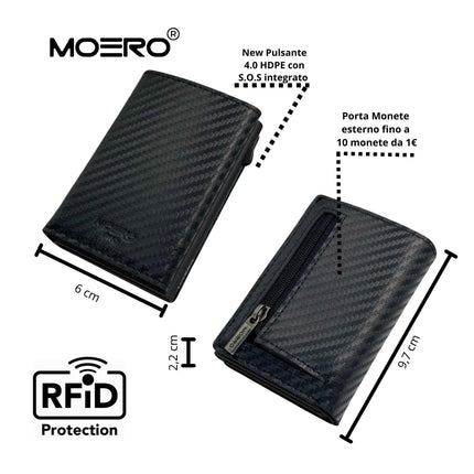 Moero Pro Plus Carbon Black Zip Portafoglio Slim PRO PLUS CARBON BLACK ZIP BLACK Moero 