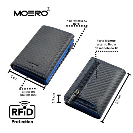 Moero Pro Carbon Racing Blu  Zip Portafoglio Slim PRO CARBON RACING ZIP RACING BLUE Moero 