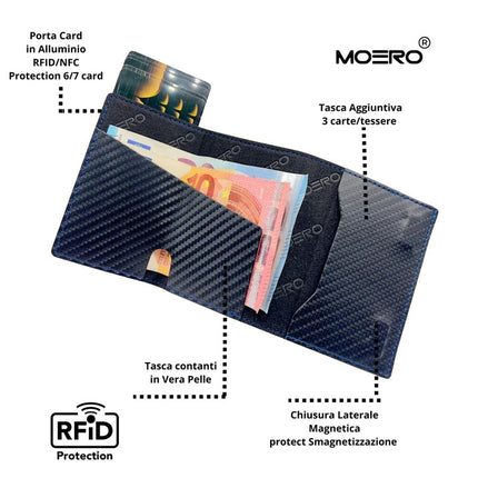 Moero Pro Carbon Racing Blu  Zip Portafoglio Slim PRO CARBON RACING ZIP RACING BLUE Moero 