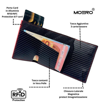 Moero Pro Carbon Racing Red Zip Portafoglio Slim PRO CARBON RACING ZIP RACING RED Moero 