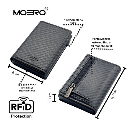 Moero Pro Carbon Black Zip Portafoglio Slim PRO CARBON ZIP BLACK Moero 