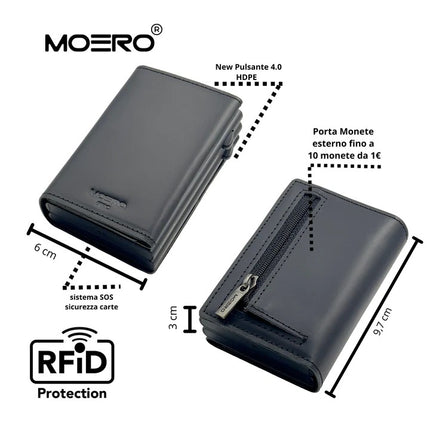 Moero Pro Dual Prestige Black Zip Portafoglio Slim PRO DUAL ZIP PRESTIGE BLACK Moero 