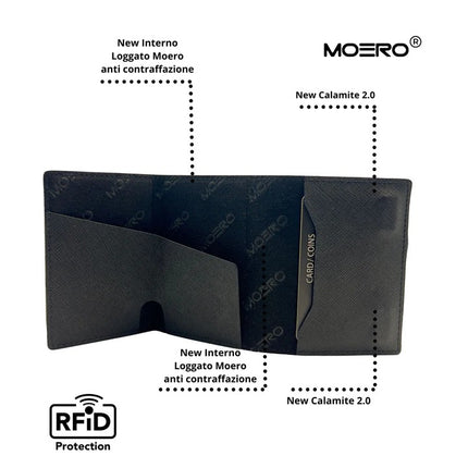 Moero Pro Dual Saffiano Black Zip Portafoglio Slim PRO DUAL ZIP SAFFIANO BLACK Moero 