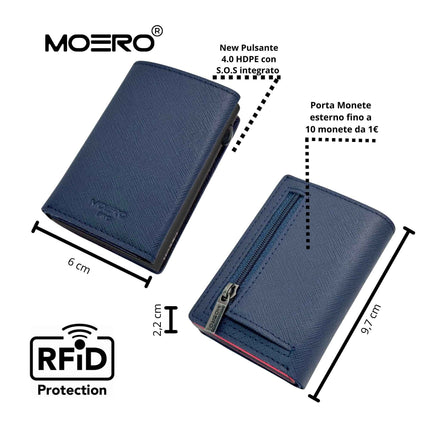 Moero Pro Plus Saffiano Blu Zip Portafoglio Slim PRO PLUS SAFFIANO BLU ZIP BLU Moero 