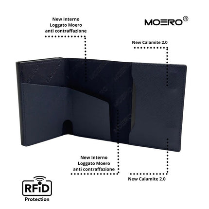 Moero Pro Saffiano Blu Zip Portafoglio Slim PRO SAFFIANO BLU ZIP BLUE Moero 