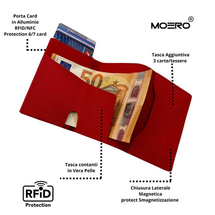 Moero Pro Saffiano Rosso Zip Portafoglio Slim PRO SAFFIANO ROSSO ZIP RED Moero 