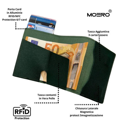 Moero Pro Saffiano Green Zip Portafoglio Slim PRO SAFFIANO GREEN ZIP GREEN Moero 