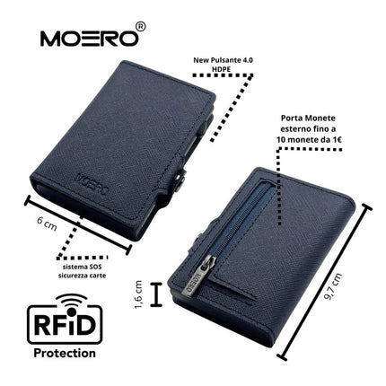 Moero Saffiano Blu Navy Zip Portafoglio Slim SAFFIANO BLU ZIP BLU NAVY Moero 