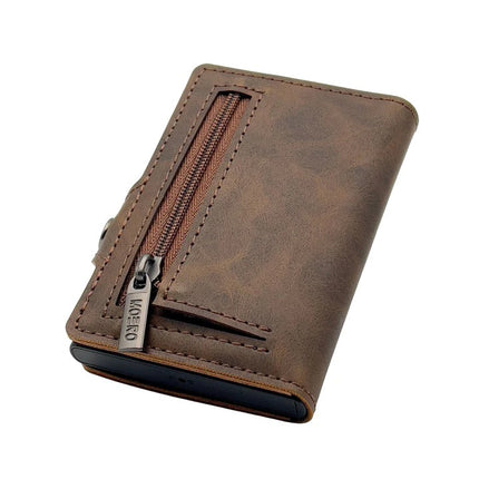 Moero Vintage Dark Brown Marrone Zip Portafoglio Slim VINTAGE DARK BROWN ZIP MARRONE Moero 