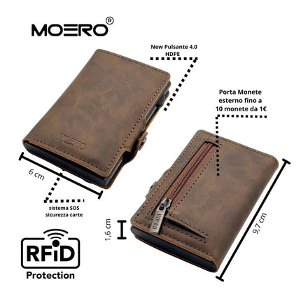 Moero Vintage Dark Brown Marrone Zip Portafoglio Slim VINTAGE DARK BROWN ZIP MARRONE Moero 