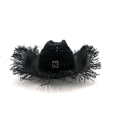 Cappello Texano Sfrangiato in Carta Nero FEDORA THE WEST NUDE SFRANGIATO CARTA BLACK NINETOWEAR 