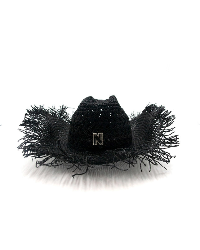 Cappello Texano Sfrangiato in Carta Nero FEDORA THE WEST NUDE SFRANGIATO CARTA BLACK NINETOWEAR 
