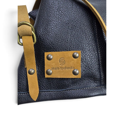 Spatarella Borsa Sacca con Tracolla in Pelle Nera | Mario Spatarella SPOKE BLACK 2 Spatarella 