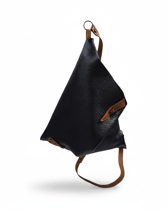 Spatarella Borsa Sacca con Tracolla in Pelle Nero SPOKE BOTTALATO NERO Spatarella 