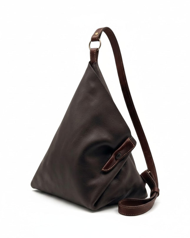 Spatarella Borsa Sacca a Tracolla in Pelle Marrone SPOKE LEATHER DK BROWN Spatarella 