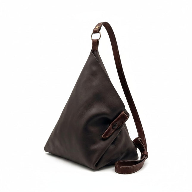Spatarella Borsa Sacca a Tracolla in Pelle Marrone SPOKE LEATHER DK BROWN Spatarella 