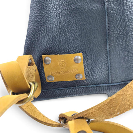 Borsa Sacca a Tracolla in Pelle Nera | Spatarella SPOKE RUGA BLACK Spatarella 