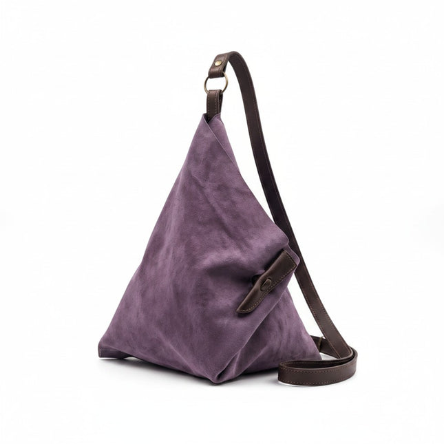 Spatarella Borsa Sacca a Tracolla in Camoscio Purple Viola SPOKE SUEDE PURPLE Spatarella 
