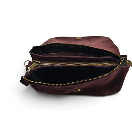 Borsetta tre Tasche Donna in Camoscio Bordo | Spatarella UTILITY BORDO Spatarella 