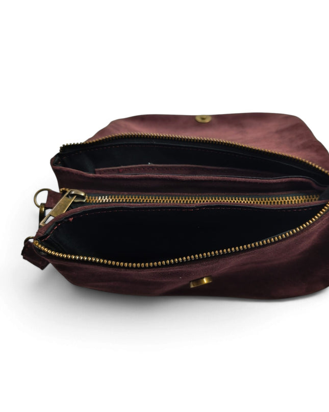 Borsetta tre Tasche Donna in Camoscio Bordo | Spatarella UTILITY BORDO Spatarella 