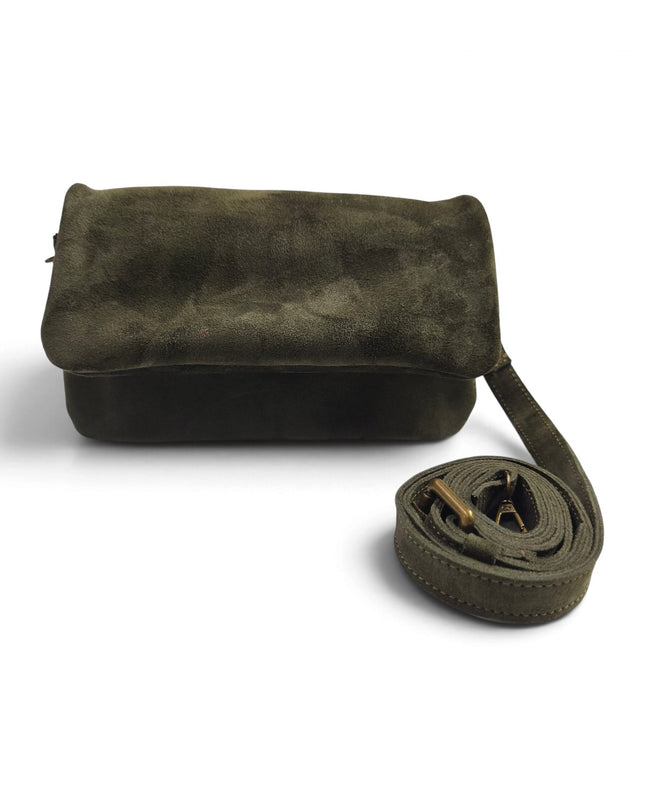Borsetta tre Tasche Donna in Camoscio Verde Foresta | Spatarella UTILITY FORESTA Spatarella 