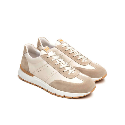 NeroGiardini Sneakers Bassa Uomo in Pelle e Camoscio Avorio