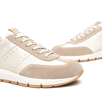 NeroGiardini Sneakers Bassa Uomo in Pelle e Camoscio Avorio