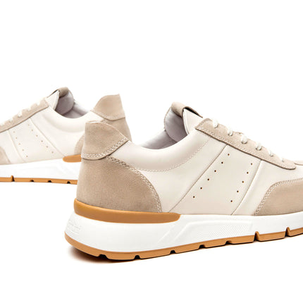 NeroGiardini Sneakers Bassa Uomo in Pelle e Camoscio Avorio