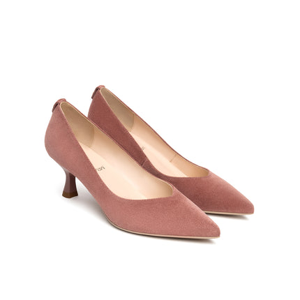 NeroGiardini Decollete Basso Kitten Heel in Camoscio Rosa