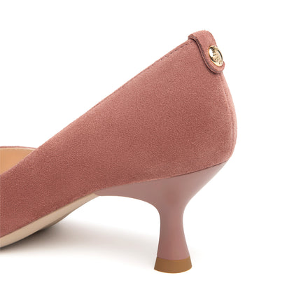 NeroGiardini Decollete Basso Kitten Heel in Camoscio Rosa