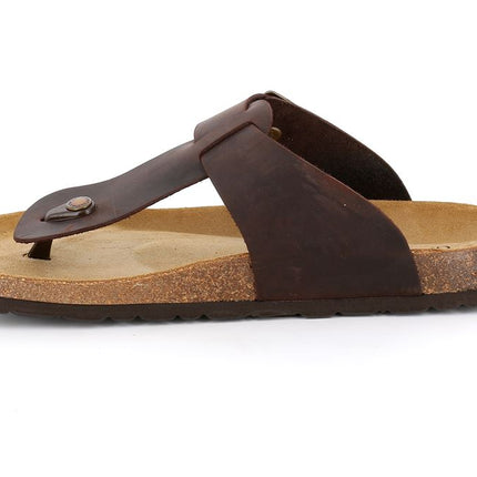 Sandali Uomo Infradito con Plantare Anatomico in Pelle CC2636 BIO BOBO MOGANO Grunland 