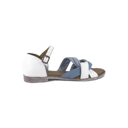 Sandali Donna Bassi in Pelle Y3405 AZZURRO Bueno 