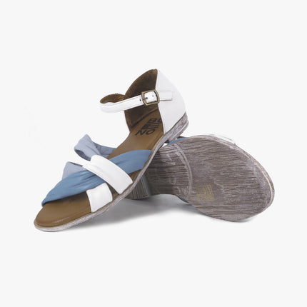 Sandali Donna Bassi in Pelle Y3405 AZZURRO Bueno 