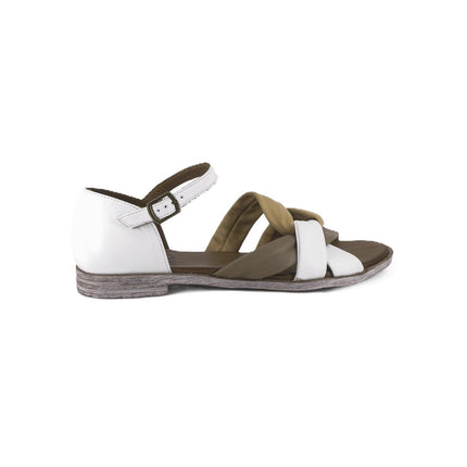 Sandali Donna Bassi in Pelle Y3405 BIANCO Bueno 