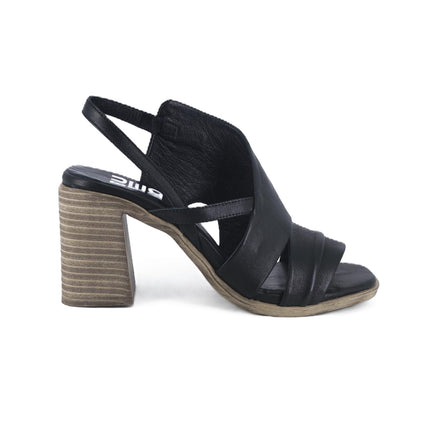 Sandali Donna con Tacco in Pelle Nera Y3705 NERO Bueno 