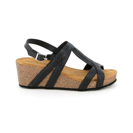 Sandali Sughero con Zeppa SB2473 ERSI NERO Grunland 