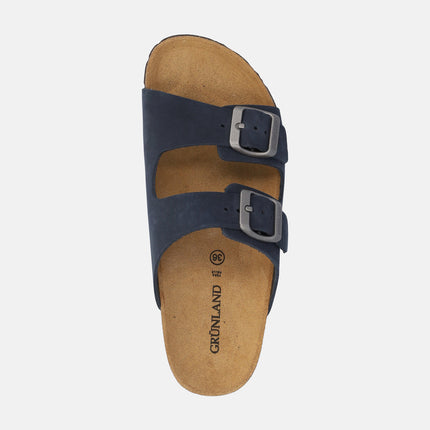 Ciabatta Sughero Doppia Fibbia CB0003 SARA BLU Grunland 