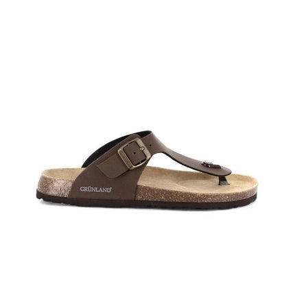 Sandali Uomo Infradito con Plantare Anatomico in Pelle CC2636 BIO BOBO MOGANO Grunland 