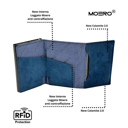 Moero Pro Alcantara Blu Zip Portafoglio Slim PRO ALCANTARA BLUE ZIP BLUE Moero 