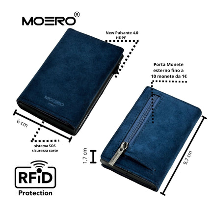 Moero Pro Alcantara Blu Zip Portafoglio Slim PRO ALCANTARA BLUE ZIP BLUE Moero 