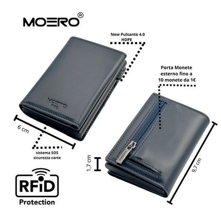 Moero Pro Prestige Blu Zip Portafoglio Slim PRO PRESTIGE ZIP BLUE Moero 