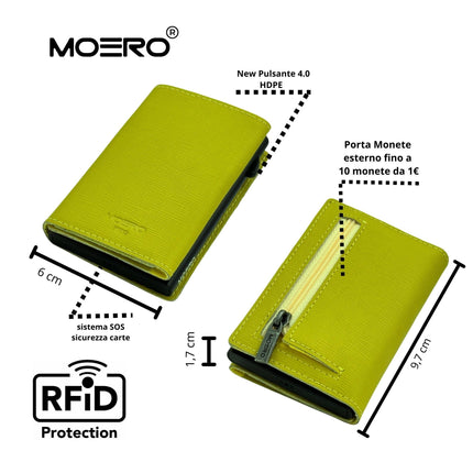 Moero Pro Saffiano Lime Zip Portafoglio Slim PRO SAFFIANO LIME ZIP LIME Moero 