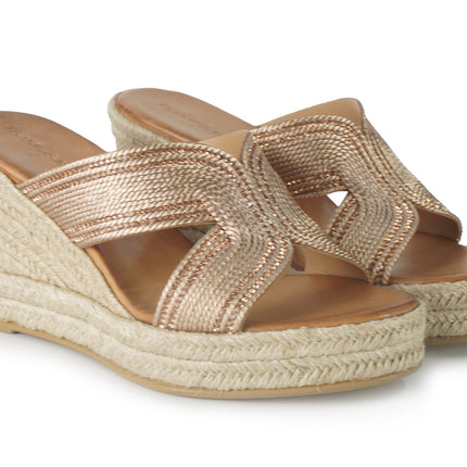 Sandali Donna Zeppa Corda 530 BALI PINK GOLD Tsakiris Mallas 