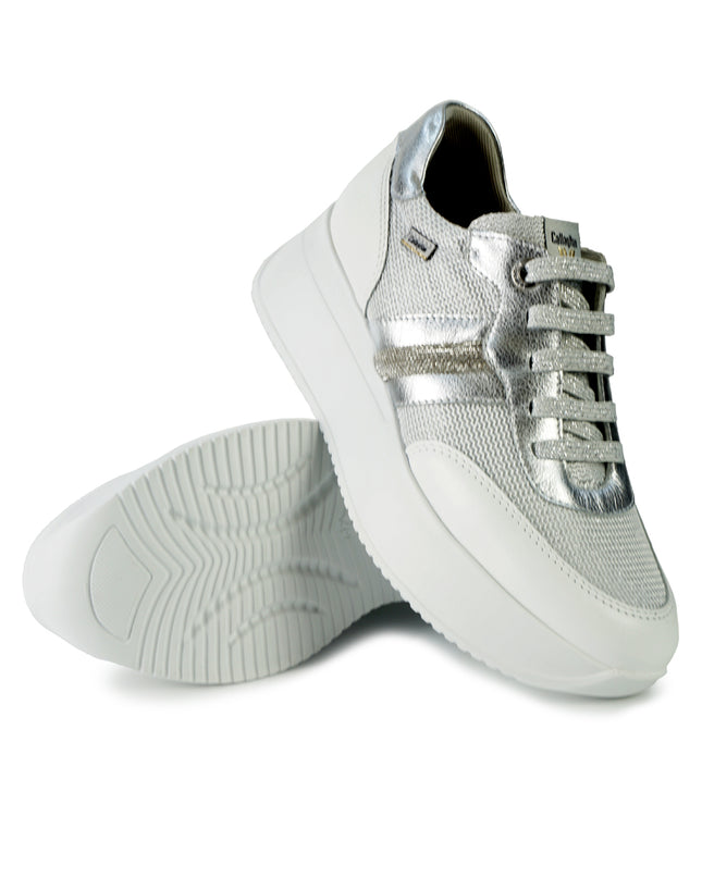 Callaghan Sneakers Donna in Pelle e Tessuto Argento 60302 BABYLON BLANCO Callaghan 