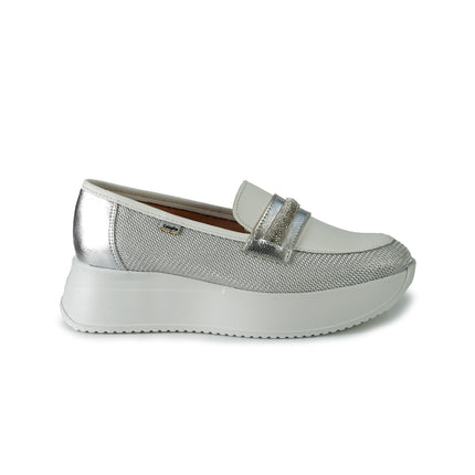 Callaghan Mocassini Donna in Pelle e Tessuto Argento 60303 BABYLON BLANCO Callaghan 